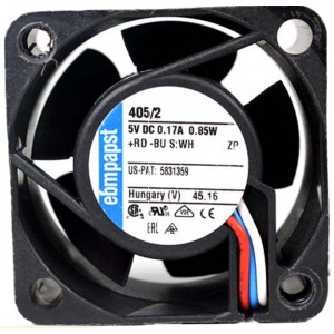 Ebmpapst 405/2 5V 170mA 0.85W 3wires Cooling Fan